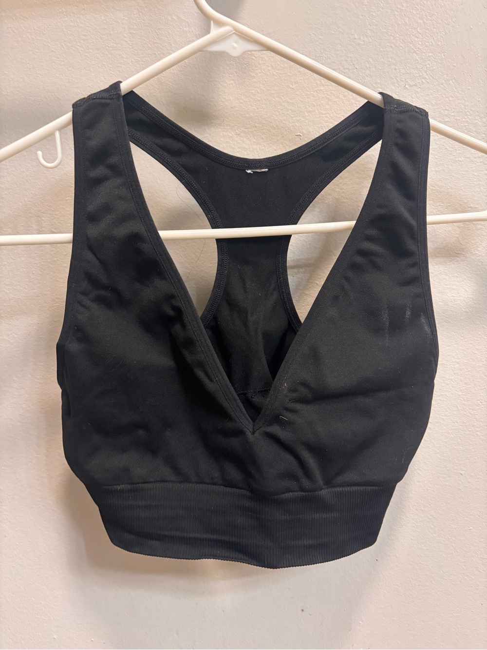 Pink Black V-Neck Racerback Bralette